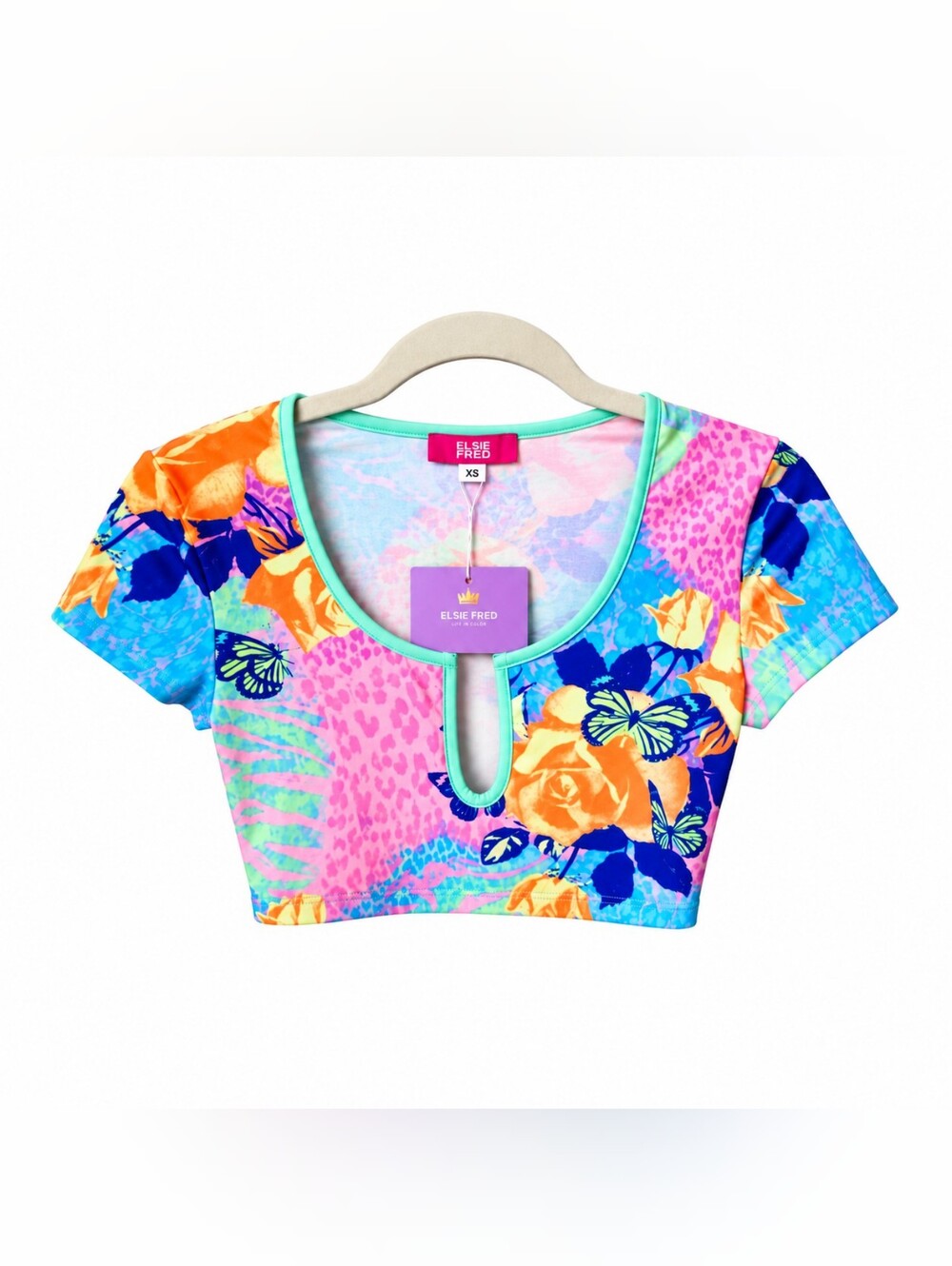 Nwt Elsie & Fred Empower Print Baby Cut Out Tee Sleeve Top Sz XS Butterflies 🦋